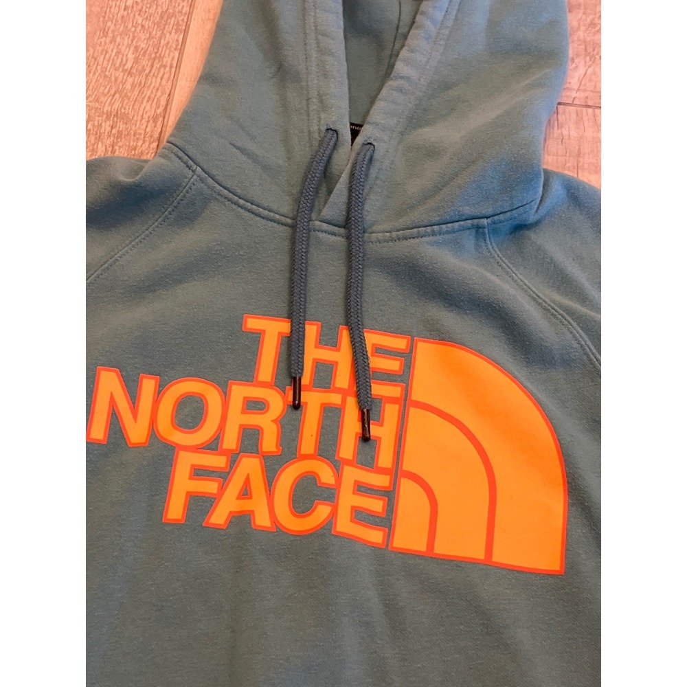 The North Face Womens Teal Orange‎ Half Dome Pullover Hoodie Sweatshirt Small